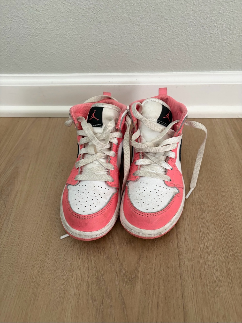 Jordan Kids' High-Top Sneakers in Pink and White